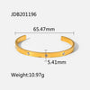 Wholesale Women's Retro Fashion Zircon Open Bracelet In Geometric Pattern 18K Gold Electroplated Titanium Steel