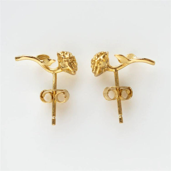Wholesale Women's Retro Flower Copper Earrings With Real Gold Electroplating