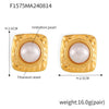 Wholesale Women's Retro French Court Style Square 316L Stainless Steel Plated 18K Gold Imitation Pearl Earrings With Geometric Design