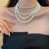 Wholesale Women's Retro French Imitation Pearl And Copper Geometric Clavicle Chain Necklace With Electroplating