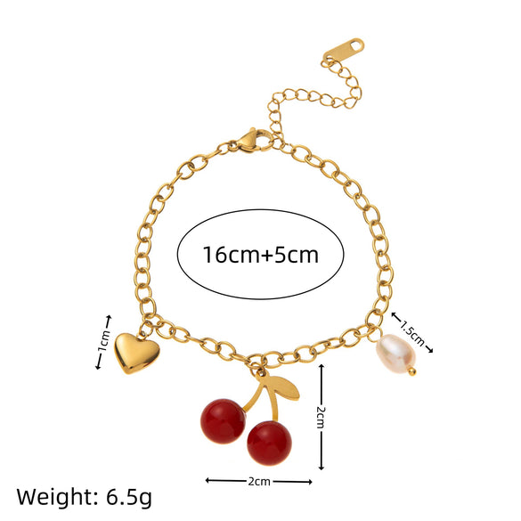 Wholesale Women's Retro Fruit Shape Titanium Steel Pendant Necklace With Furnace Vacuum Electroplated Color Preservation