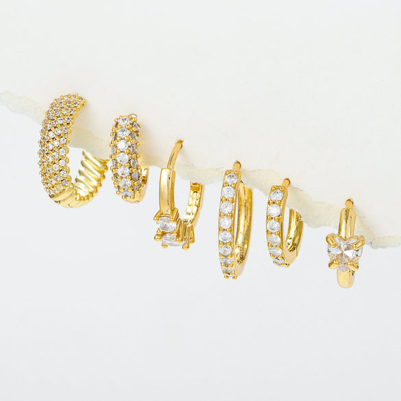 Wholesale Women's Retro Geometric Copper Earrings With Zircon