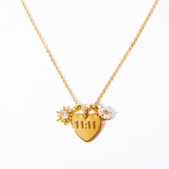 Wholesale Women's Retro Geometric Copper Heart Pendant Necklace With Electroplating And Ochain