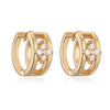 Wholesale Women's Retro Geometric Copper 18K Gold Plated Hollow Zircon Micropaved Earrings