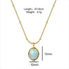 Wholesale Women's Retro Geometric Drop Shape Mixed Gem Inlay Titanium Steel Electroplated Necklace With Snake Bone Chain