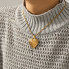 Wholesale Women's Retro Geometric Embossed Electroplated Stainless Steel Fliptop Pendant Twist Chain Necklace Luxury Niche Jewelry
