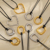 Wholesale Women's Retro Geometric Heartshaped Stainless Steel Wax Rope Chain Pvd Furnace Vacuum Real Gold Plated Pendant Necklace