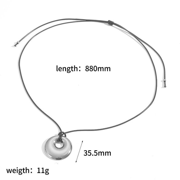 Wholesale Women's Retro Geometric Heartshaped Stainless Steel Wax Rope Chain Pvd Furnace Vacuum Real Gold Plated Pendant Necklace