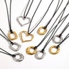 Wholesale Women's Retro Geometric Heartshaped Stainless Steel Wax Rope Chain Pvd Furnace Vacuum Real Gold Plated Pendant Necklace