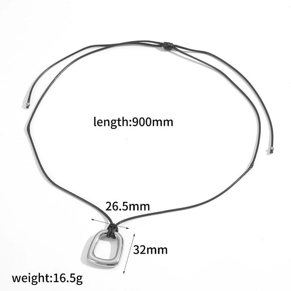 Wholesale Women's Retro Geometric Heartshaped Stainless Steel Wax Rope Chain Pvd Furnace Vacuum Real Gold Plated Pendant Necklace