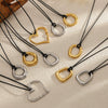 Wholesale Women's Retro Geometric Heartshaped Stainless Steel Wax Rope Chain Pvd Furnace Vacuum Real Gold Plated Pendant Necklace