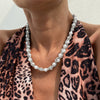 Wholesale Women's Retro Geometric Imitation Pearl And Iron Chain Electroplated Collarbone Necklace