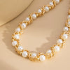 Wholesale Women's Retro Geometric Imitation Pearl And Iron Chain Electroplated Collarbone Necklace