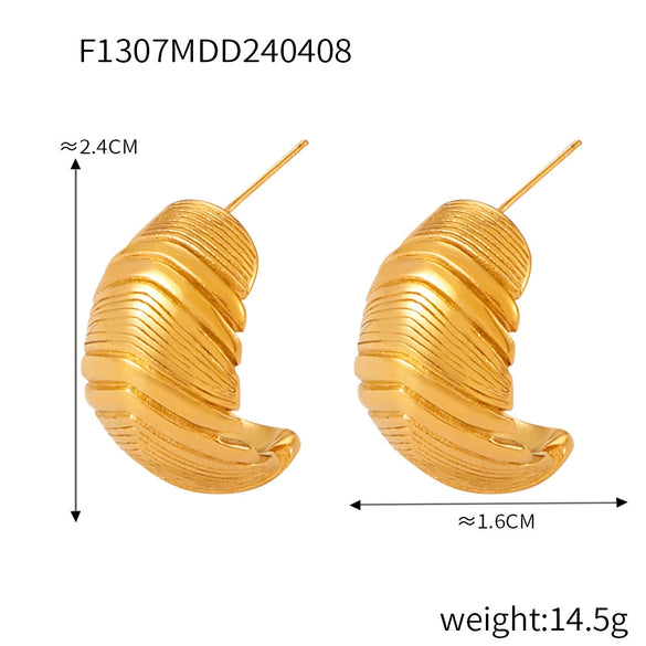 Wholesale Women's Retro Geometric Imitation Pearl Inlaid 316L Stainless Steel Goldplated Earrings