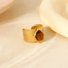 Wholesale Women's Retro Geometric 18K Gold Electroplated Stainless Steel Wide Opening Waterproof Ring