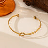 Wholesale Women's Retro Geometric 18K Gold Plated Titanium Steel Open Knotted Bracelet
