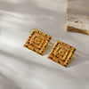 Wholesale Women's Retro Geometric Leopard Stainless Steel 18K Goldplated Earrings
