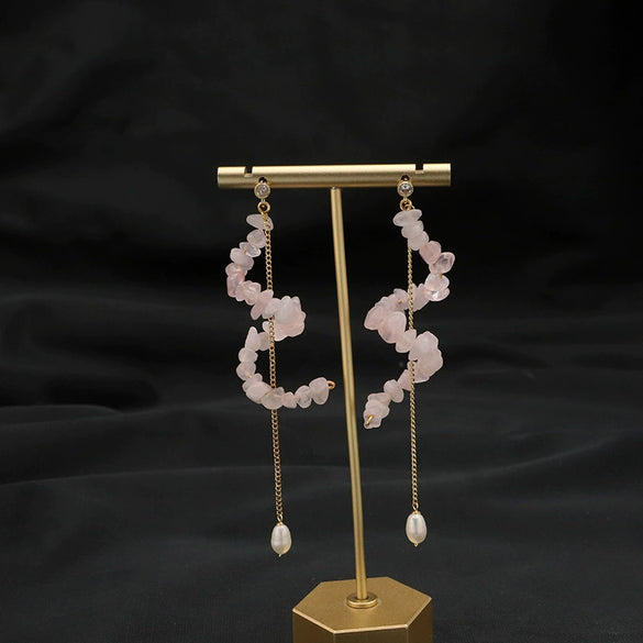 Wholesale Women's Retro Geometric Natural Freshwater Pearl 925 Silver Needle Earrings With Electroplating