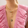 Wholesale Women's Retro Geometric Natural Stone Diamond Dropshaped Titanium Steel 18K Gold Plated Necklace