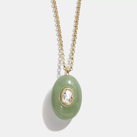 Wholesale Women's Retro Geometric Natural Stone Diamond Dropshaped Titanium Steel 18K Gold Plated Necklace