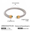 Wholesale Women's Retro Geometric Natural Stone Green Malachite Inlaid Stainless Steel Ribbed Bracelet With Electroplating