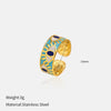 Wholesale Women's Retro Geometric Open Ring Electroplated 18K Gold Lapis Lazuli Titanium Steel Jewelry