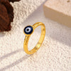 Wholesale Women's Retro Geometric Open Ring Electroplated 18K Gold Lapis Lazuli Titanium Steel Jewelry