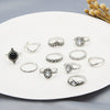 Wholesale Women's Retro Geometric Ring Set Alloy Inlaid With Artificial Gemstones And Semiprecious Stones In Crown And Moon Patterns With Electroplating Treatment