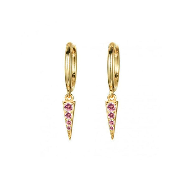 Wholesale Women's Retro Geometric S925 Silver Needle And Copper Electroplated Pointed Cone Triangle Ear Drop Earrings
