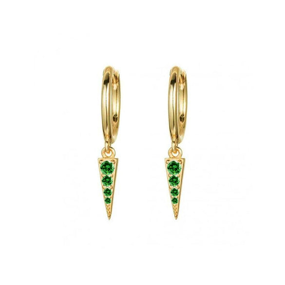 Wholesale Women's Retro Geometric S925 Silver Needle And Copper Electroplated Pointed Cone Triangle Ear Drop Earrings