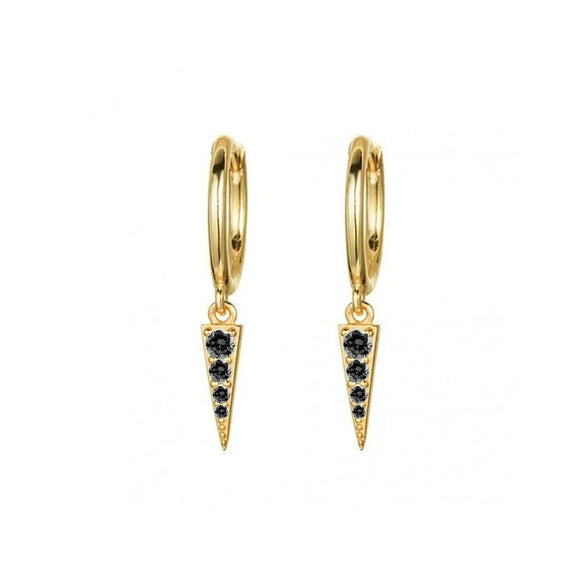 Wholesale Women's Retro Geometric S925 Silver Needle And Copper Electroplated Pointed Cone Triangle Ear Drop Earrings