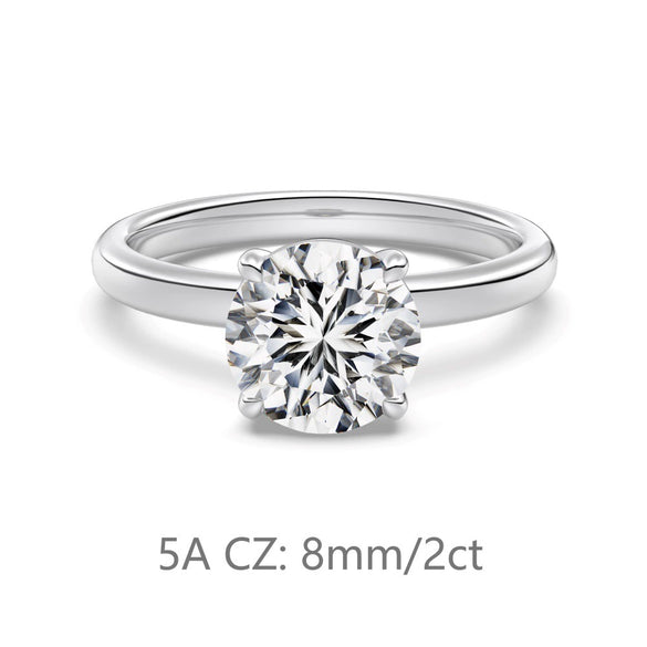 Wholesale Women's Retro Geometric 925 Silver Ring With Fourclaw Inlaid Zircon And Electroplating