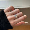 Wholesale Women's Retro Geometric 925 Silver Ring With Fourclaw Inlaid Zircon And Electroplating