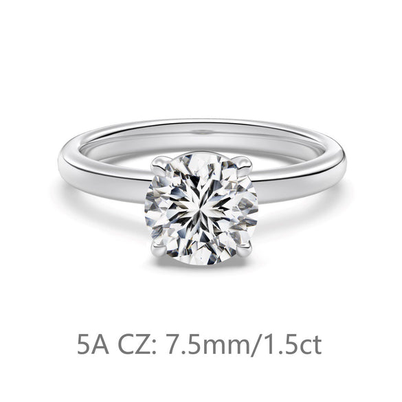 Wholesale Women's Retro Geometric 925 Silver Ring With Fourclaw Inlaid Zircon And Electroplating