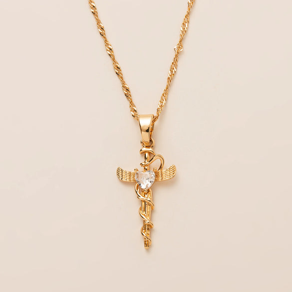 Wholesale Women's Retro Geometric Snakeshaped Necklace With Copper Chain And Titanium Steel Pendant Electroplated