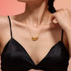Wholesale Women's Retro Geometric 316L Stainless Steel And Imitation Pearl Clavicle Chain Necklace With Electroplating Treatment And Peach Heart Pendant