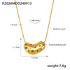 Wholesale Women's Retro Geometric 316L Stainless Steel And Imitation Pearl Clavicle Chain Necklace With Electroplating Treatment And Peach Heart Pendant