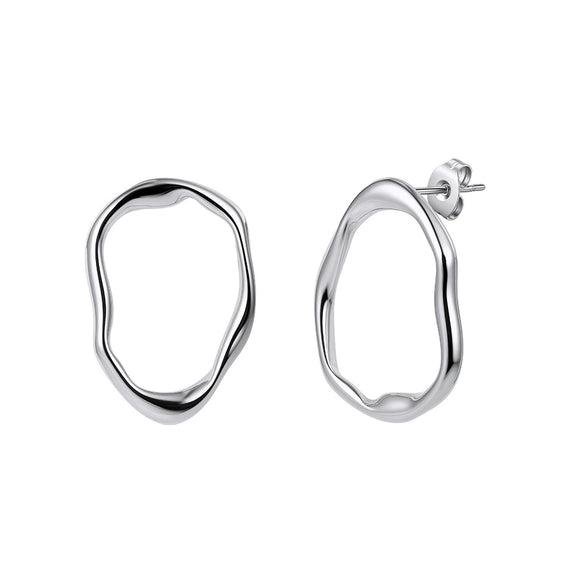 Wholesale Women's Retro Geometric Stainless Steel And 925 Silver Electroplated Earrings With Unique Niche Design