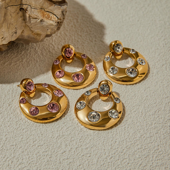 Wholesale Women's Retro Geometric Stainless Steel Electroplated Earrings