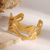 Wholesale Women's Retro Geometric Stainless Steel Electroplated Irregular Wave Rib Smooth Bracelet Jewelry