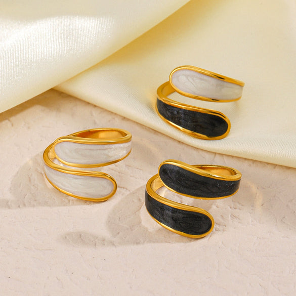 Wholesale Women's Retro Geometric Stainless Steel Electroplated Opening Adjustment Ring