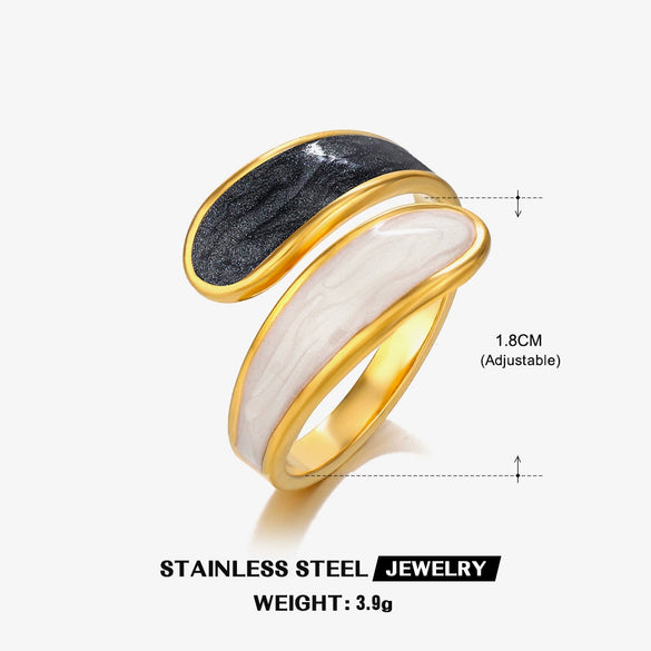 Wholesale Women's Retro Geometric Stainless Steel Electroplated Opening Adjustment Ring
