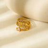 Wholesale Women's Retro Geometric Stainless Steel Electroplated Stacked Ring