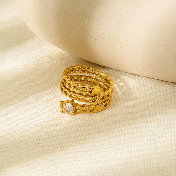 Wholesale Women's Retro Geometric Stainless Steel Electroplated Stacked Ring