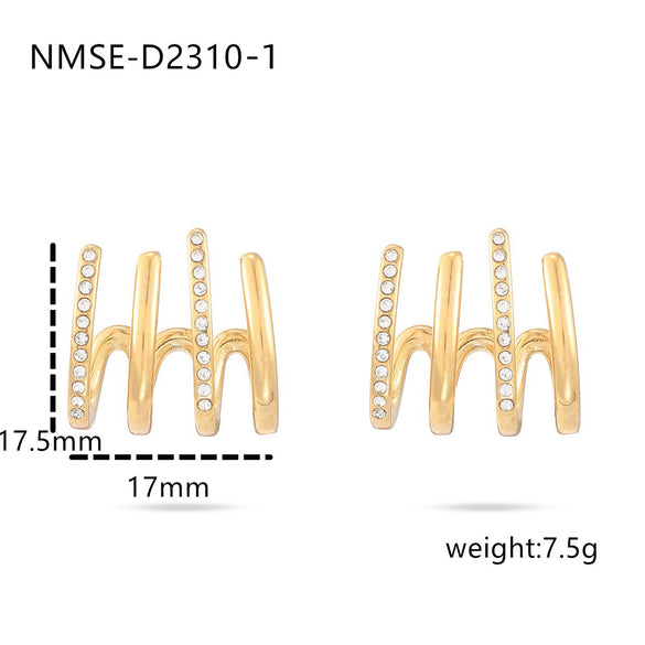 Wholesale Women's Retro Geometric Stainless Steel Electroplated Stud Earrings