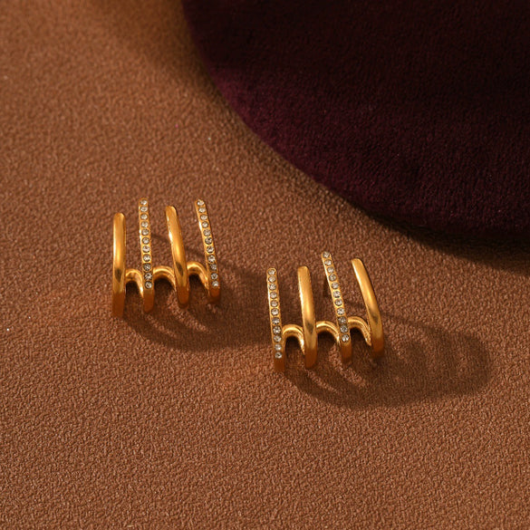 Wholesale Women's Retro Geometric Stainless Steel Electroplated Stud Earrings