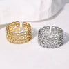 Wholesale Women's Retro Geometric Stainless Steel Gold Plated Open Ring