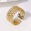 Wholesale Women's Retro Geometric Stainless Steel Gold Plated Open Ring