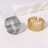 Wholesale Women's Retro Geometric Stainless Steel Gold Plated Open Ring