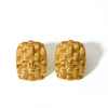 Wholesale Women's Retro Geometric Stainless Steel 18K Gold Plated Woven Hollow Earrings